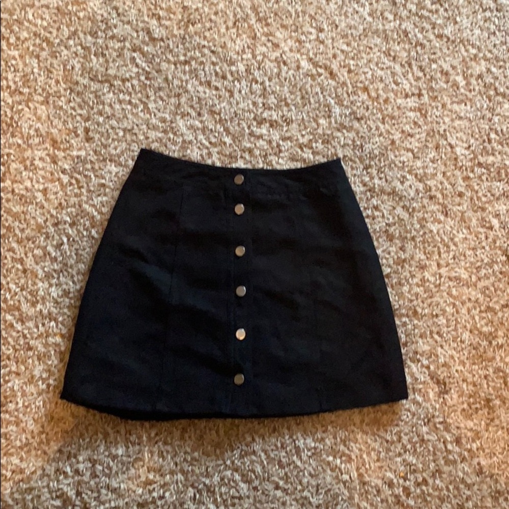 H&M Brand button up Black velvet skirt